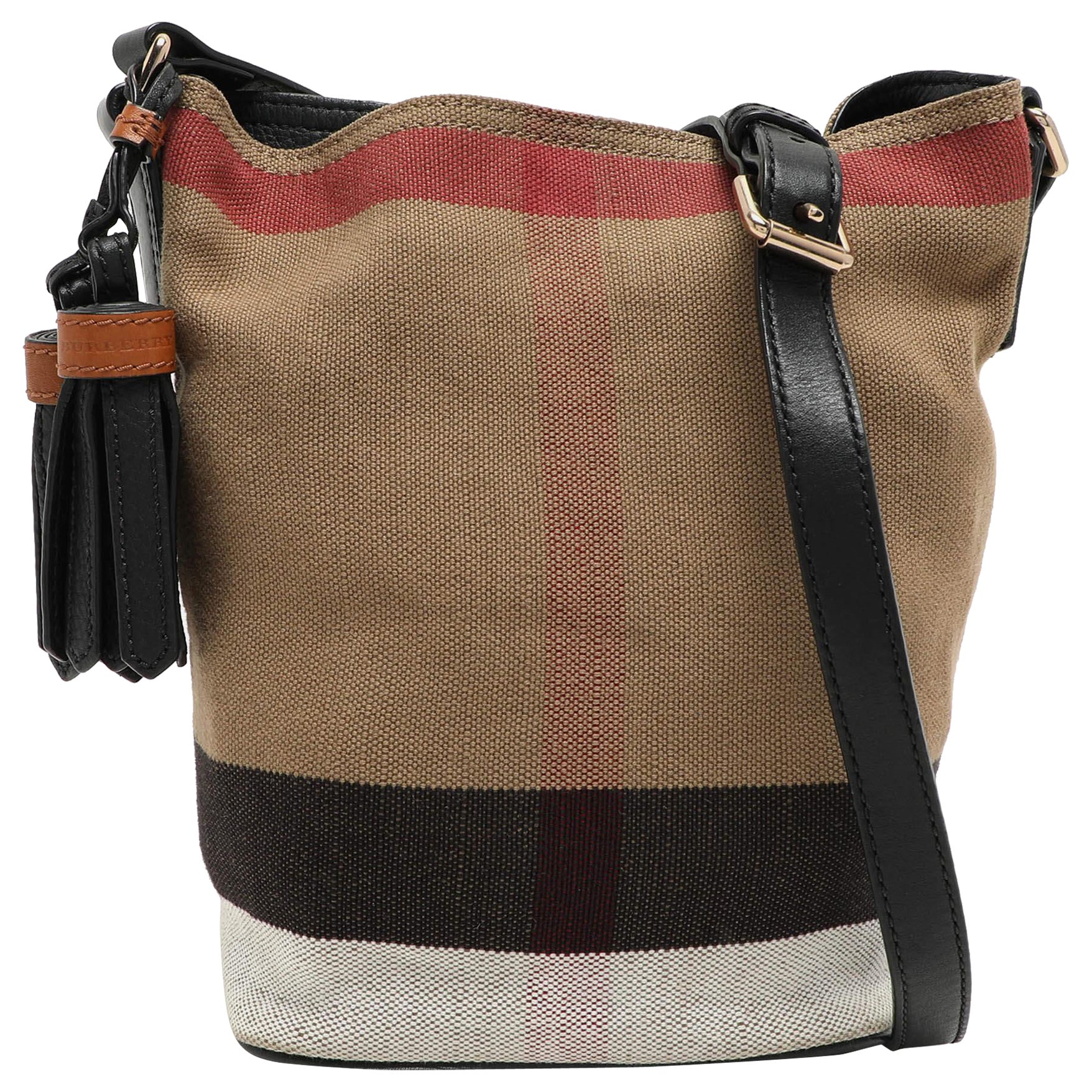 Burberry Beige/Black House Check Canvas and Leather Ashby Bucket Bag
