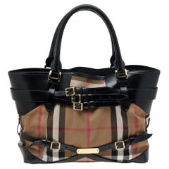 Burberry Beige/Black House Check Canvas and Leather Gladstone Tote