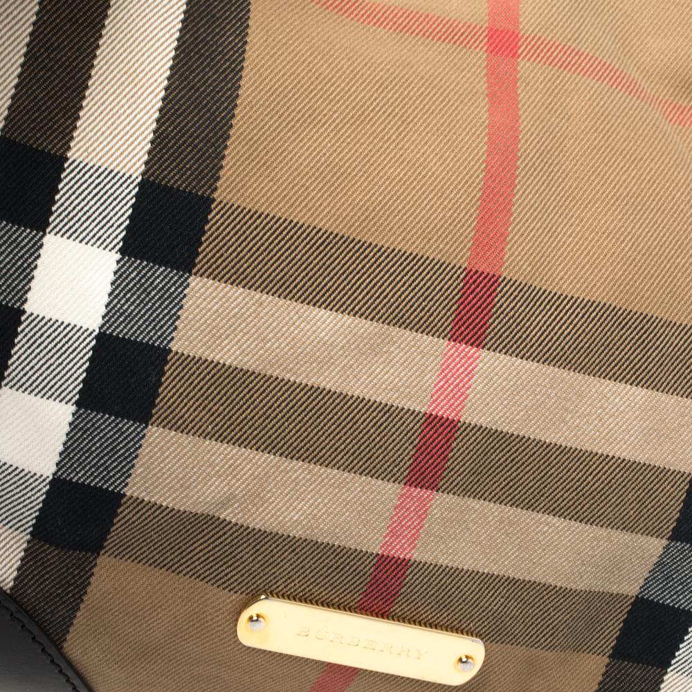 Brown Burberry Beige/Black House Check Fabric and Leather Canterbury Tote