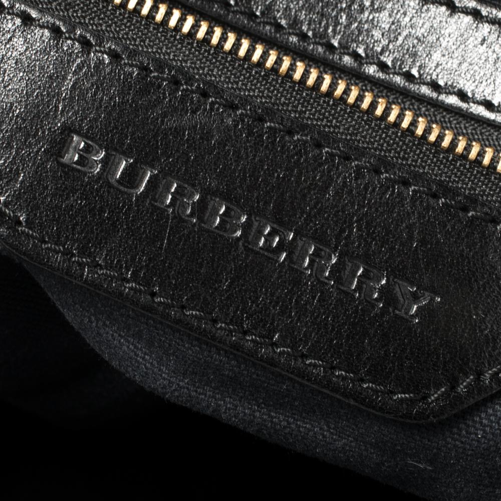 Burberry Beige/Black House Check Fabric and Leather Canterbury Tote In Good Condition In Dubai, Al Qouz 2