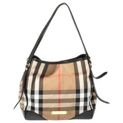 Burberry Beige/Schwarz House Check Stoff und Leder Canterbury Tote