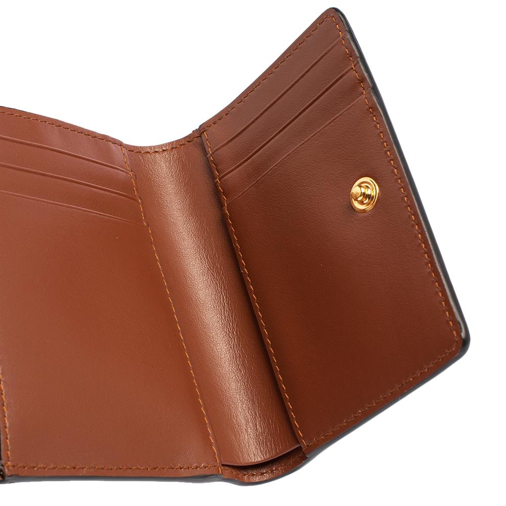 Women's Burberry Beige/Black Icon Stripe Coated Canvas and Leather Small Trifold Wallet