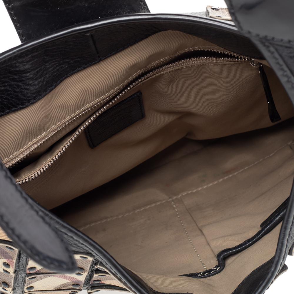 Burberry Beige/Negro Nova Check Lienzo y Piel Brooke Guerrero Hobo con Tachuelas 2