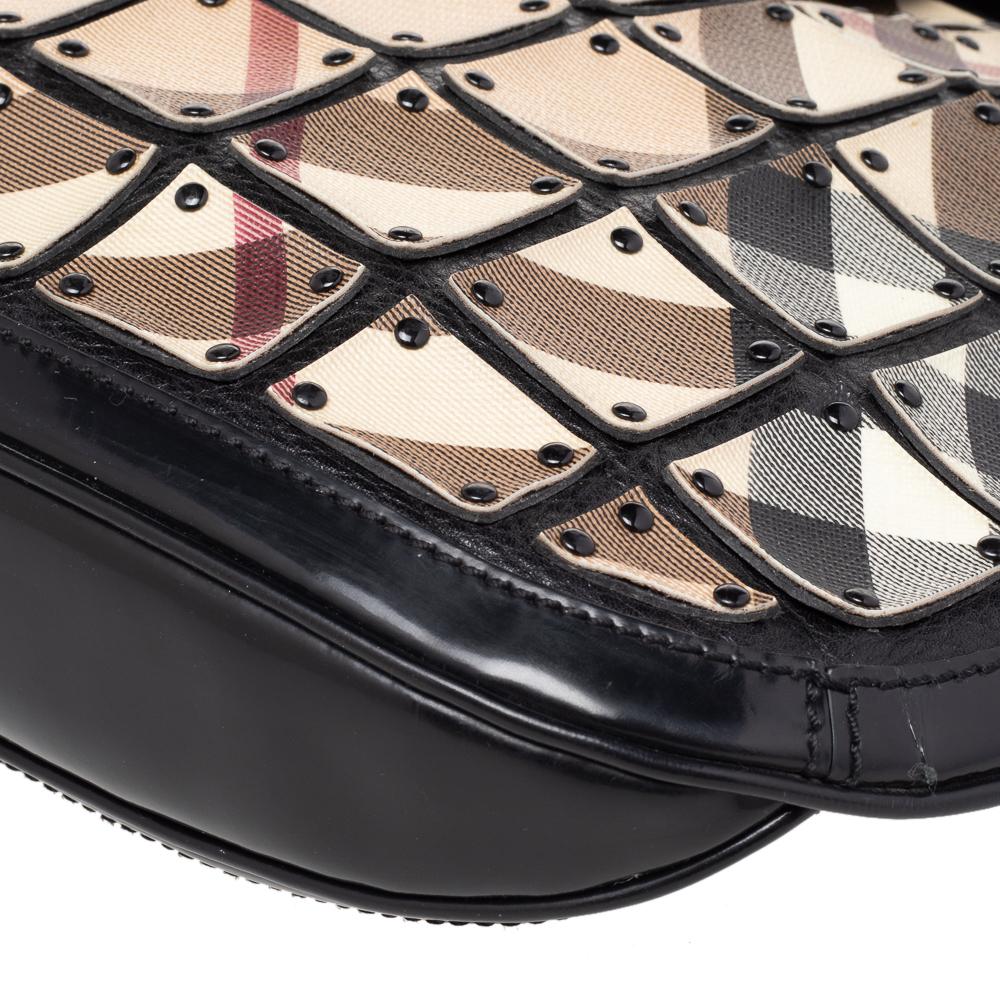 Burberry Beige/Negro Nova Check Lienzo y Piel Brooke Guerrero Hobo con Tachuelas 5