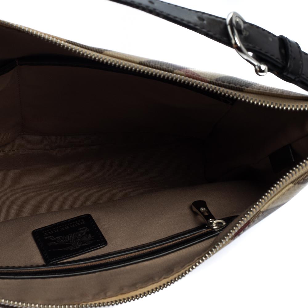 Burberry Beige/Black Nova Check Coated Canvas and Leather Baguette Shoulder Bag 5