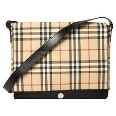 Used Burberry Beige/Black Nova Check Coated Canvas and Leather Messenger Bag