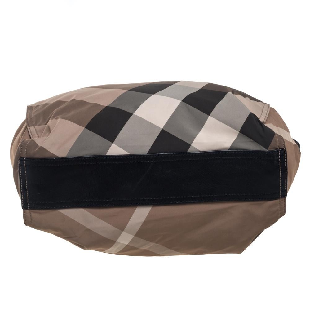 Burberry Beige/Black Nova Check Nylon and Leather Buckleigh ToteThis classy and  5