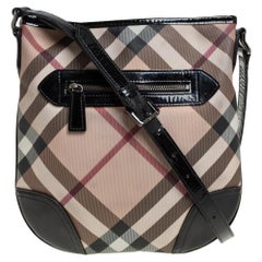 Burberry Beige/Black Nova Check Pvc and Patent Leather Crossbody Bag