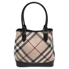 Burberry Beige/Black Nova Check PVC and Patent Leather Eden Tote