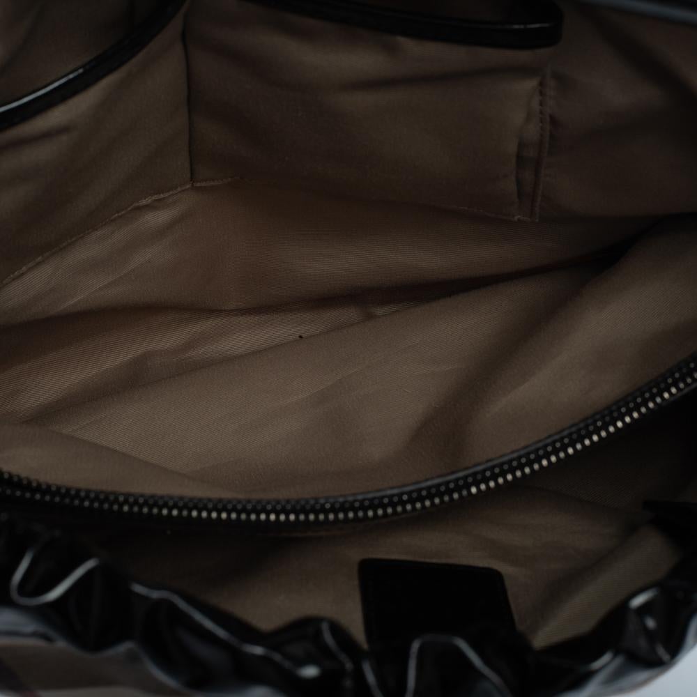 Burberry Beige/Black Nova Check PVC and Patent Leather Hobo 2