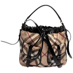 Burberry Beige/Black Nova Check PVC and Patent Leather Hobo Burberry Beige/Black Nova Check PVC and Patent Leather Hobo
