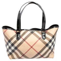Burberry Beige/Black Novacheck PVC and Patent Leather Nickie Tote