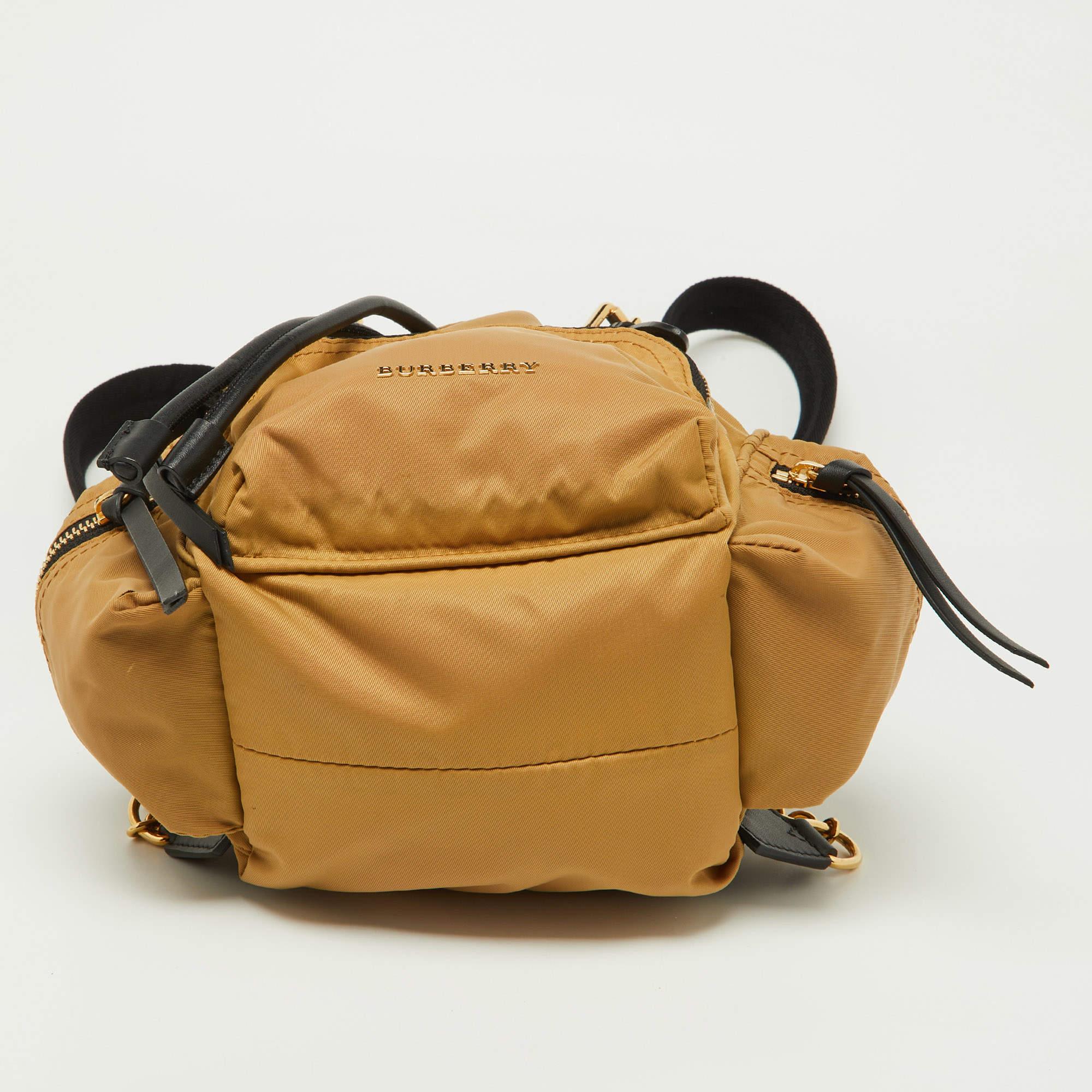 Burberry Beige/Black Nylon and Leather Small Rucksack Backpack 1