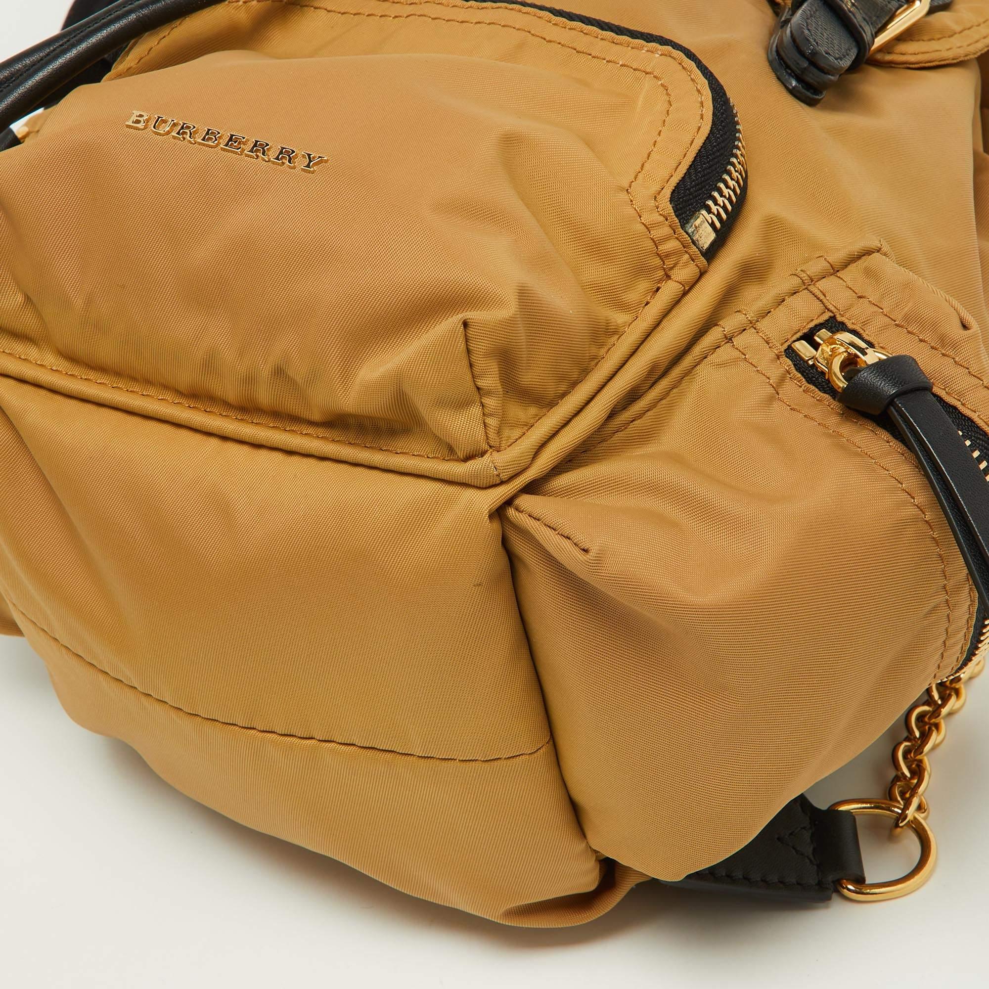 Burberry Beige/Black Nylon and Leather Small Rucksack Backpack 3