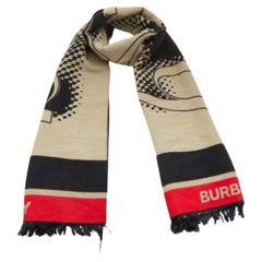 Burberry Bufanda de fútbol oversize de lana con estampado beige/negro