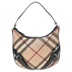Burberry Beige/Black Super Nova Check PVC and Patent Leather Barton Hobo