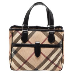 Burberry Beige/Black Super Nova Check PVC and Patent Leather Tote