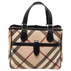 Burberry Beige/Black Super Nova Check PVC and Patent Leather Tote