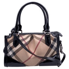 Borsa Burberry Beige Nero Supernova Check in tela Madison