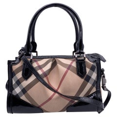 Sac Madison en toile à carreaux Supernova beige et noir de Burberry