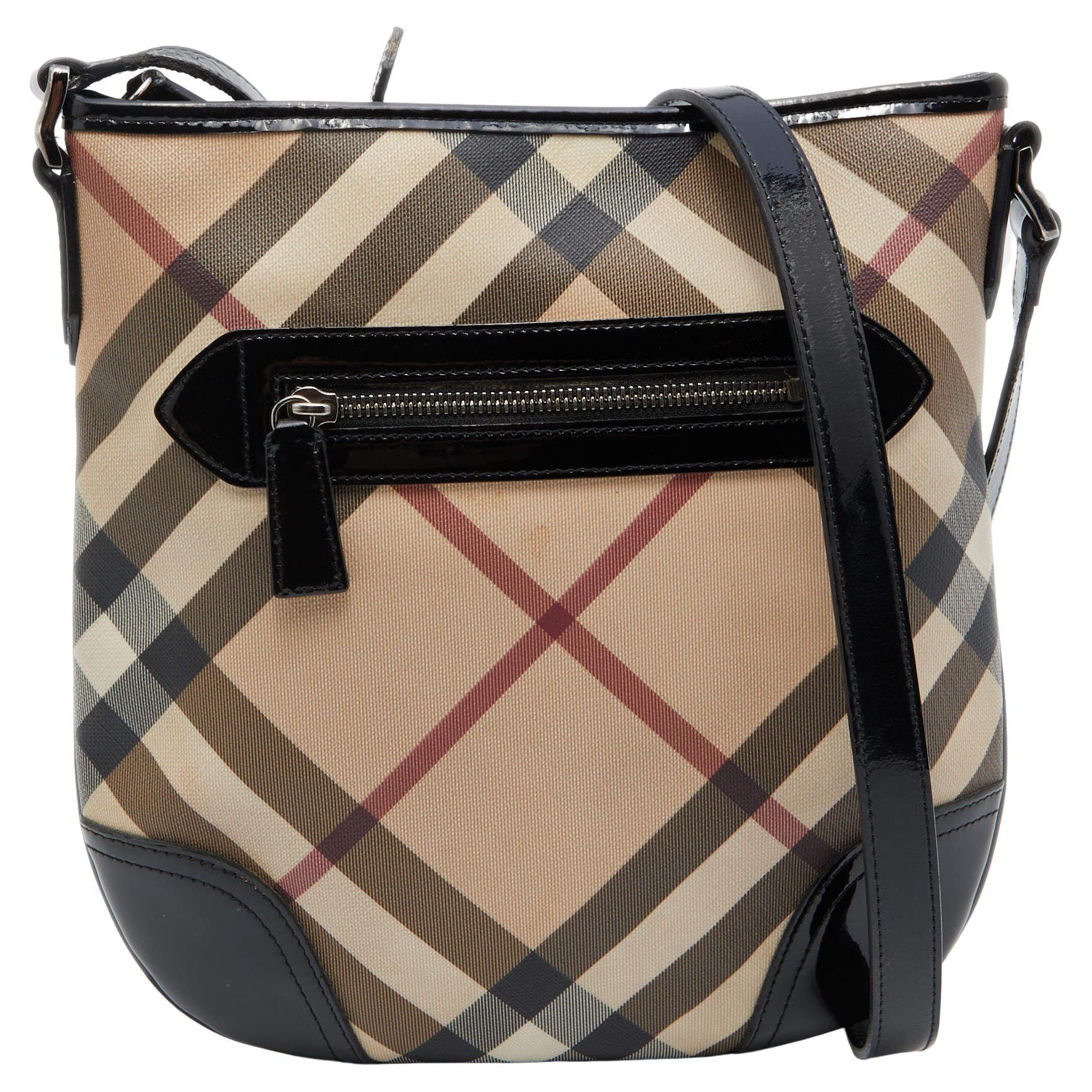 Burberry Beige/Black Supernova Check Coated Canvas Dryden Shoulder Bag