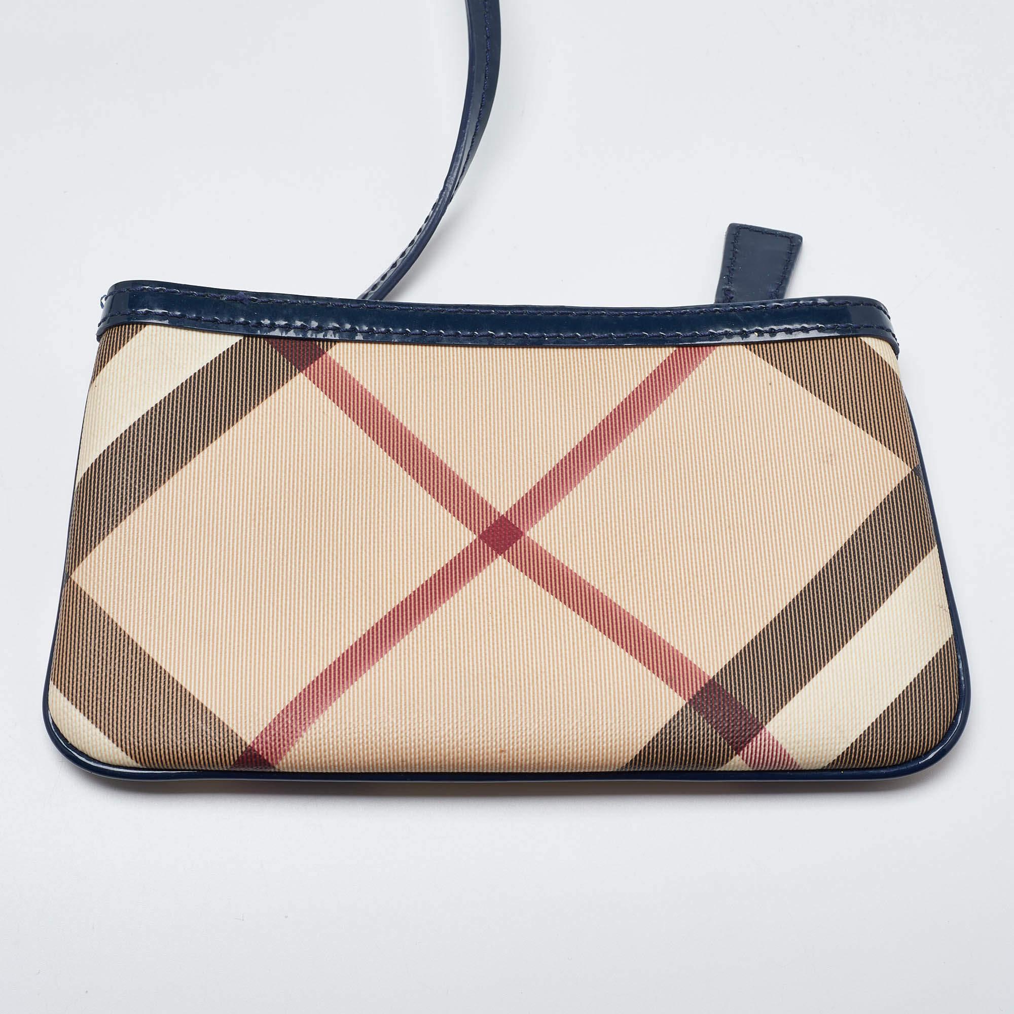 Burberry Beige/Blue Nova Check PVC and Patent Leather Shopper Tote 2