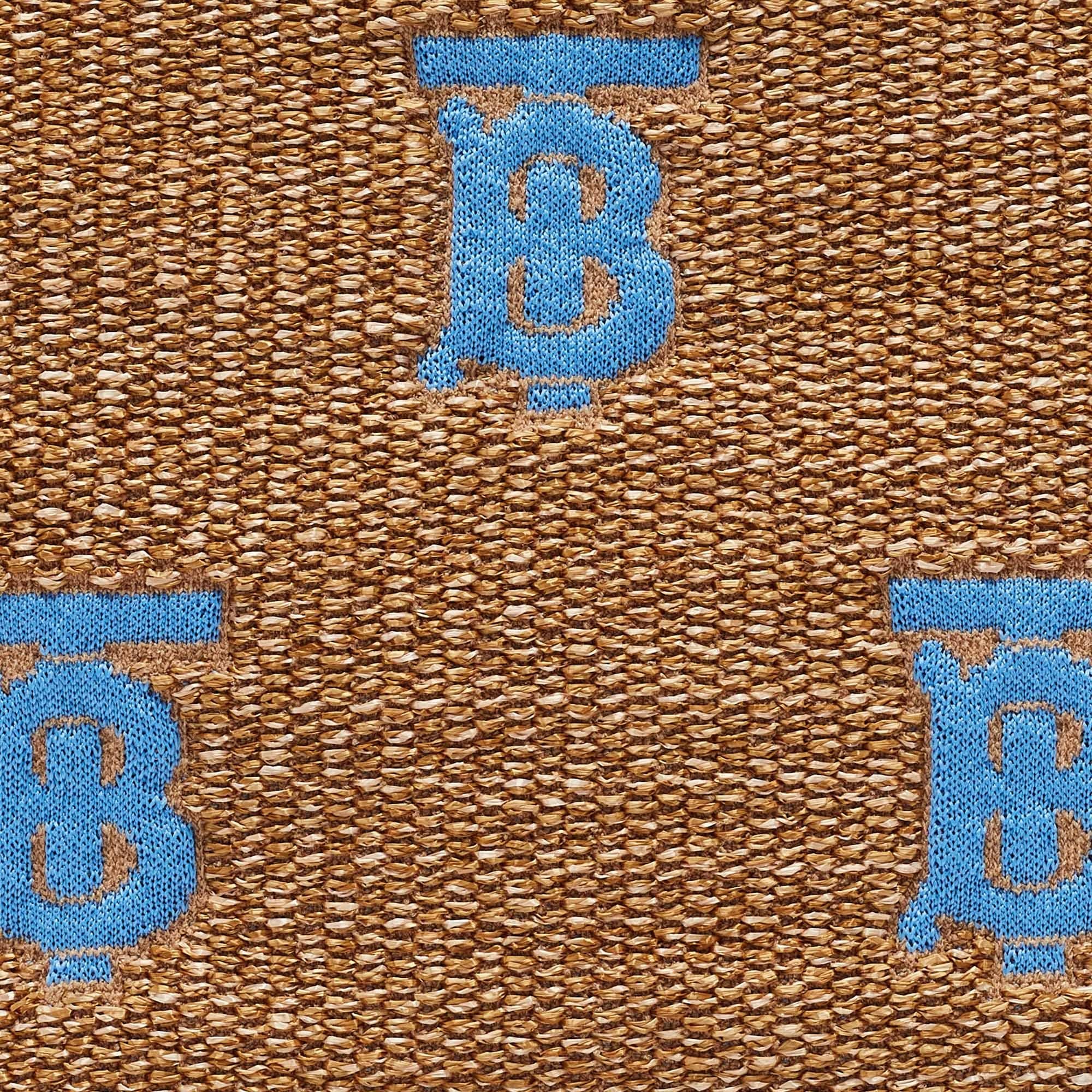 Burberry pochette Duncan en paille et cuir beige/bleu en vente 3