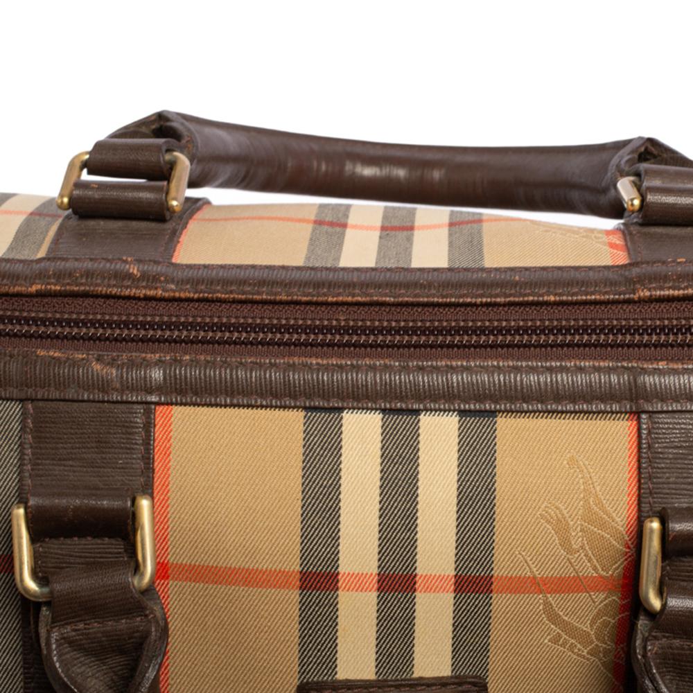 Burberry Beige/Bronze Haymarket Check Tasche aus Stoff und Leder Boston 6