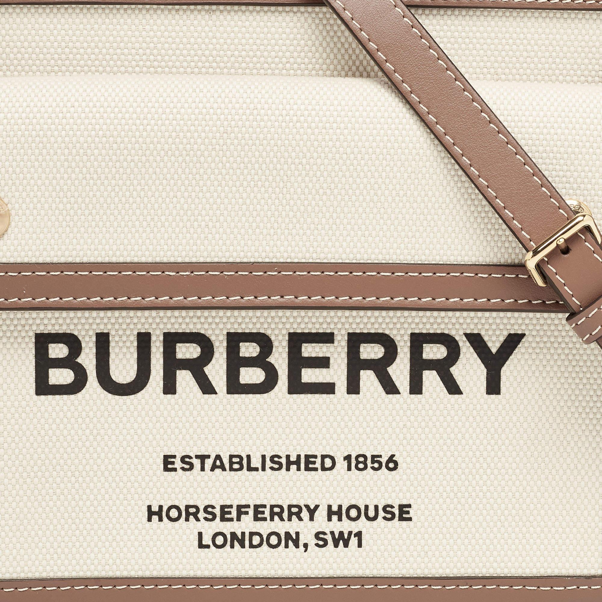 Burberry Beige/Brown Canvas and Leather Mini Pocket Tote 7