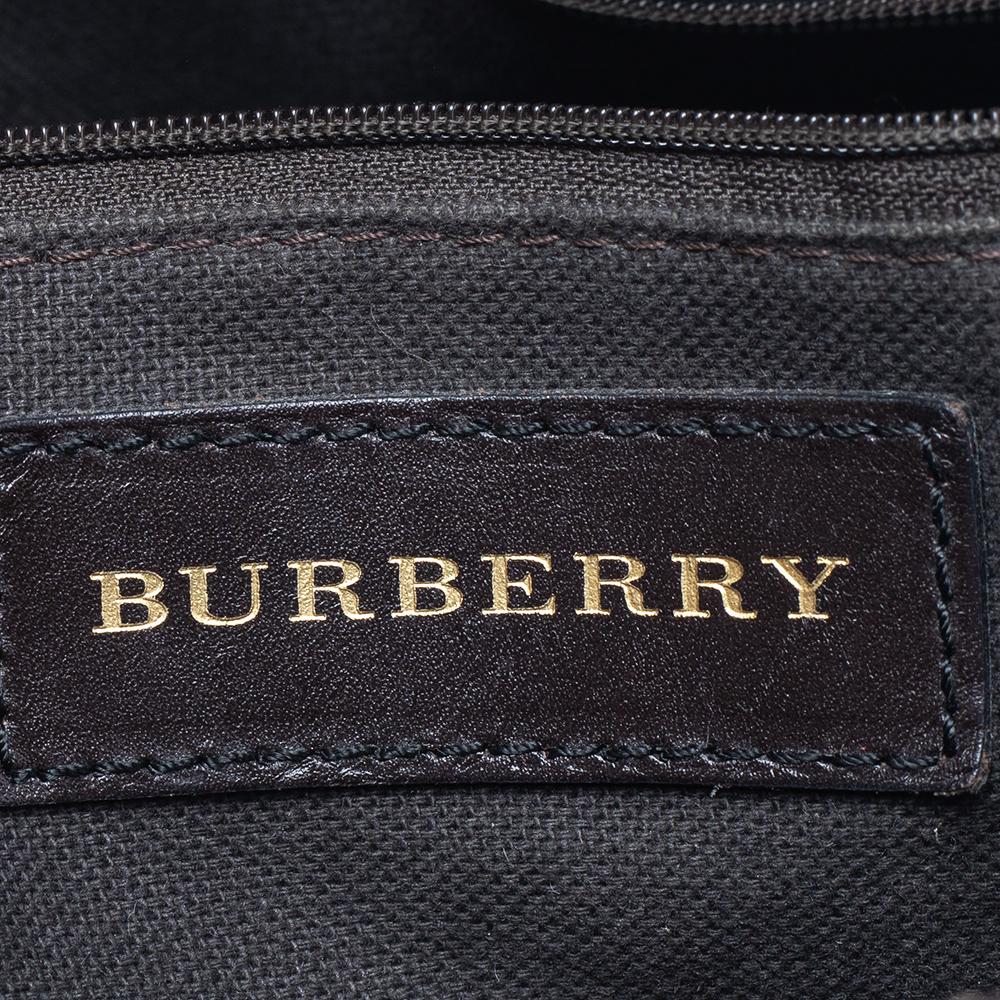 Burberry Beige/Brown Haymarket Check Canvas And Leather Medium Golderton Tote 1