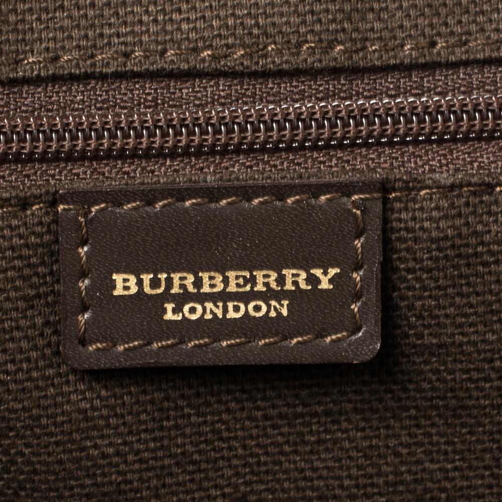 Burberry Beige/Brown Haymarket Check Canvas and Leather Tote 5