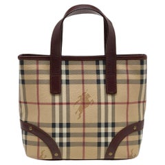 Burberry Beige/Brown Haymarket Check Coated Canvas and Leather Tote