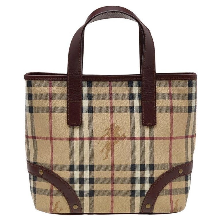 Sold at Auction: Burberry Haymarket Check Canvas and Leather Crossbody