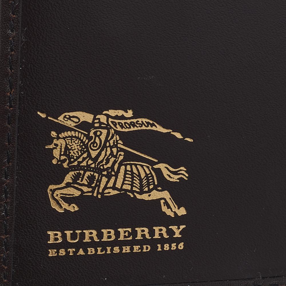 Burberry Beige/Brown Haymarket Check Coated Canvas And Leather Trifold Wallet 5