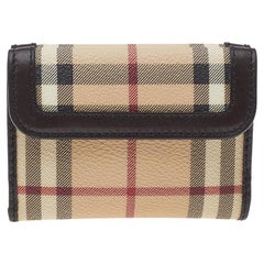 Burberry Beige/Brown Haymarket Check Coated Canvas And Leather Trifold Wallet