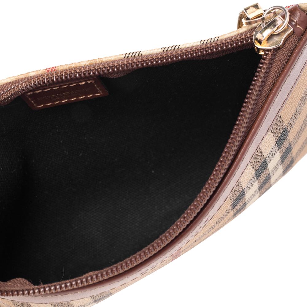 Burberry Beige/Brown Haymarket Check Coated Canvas and Leather Wristlet Clutch 3