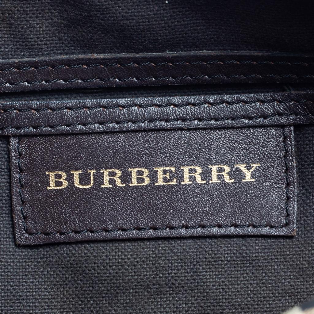 Burberry Beige/Brown Haymarket Check PVC and Leather Boston Bag 6