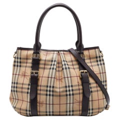 Burberry Beige/Brown Haymarket Check PVC and Leather Northfield Tote