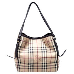 Burberry Beige/Brown Haymarket Check PVC and Leather Small Salisbury Tote
