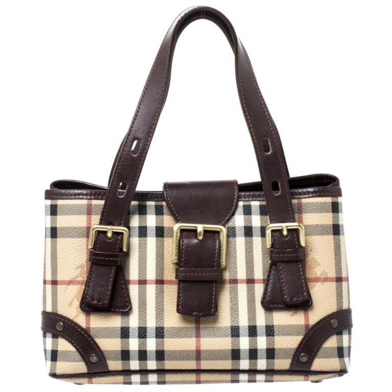 Burberry Beige/Brown Haymarket Check PVC Classic Tote at 1stDibs ...