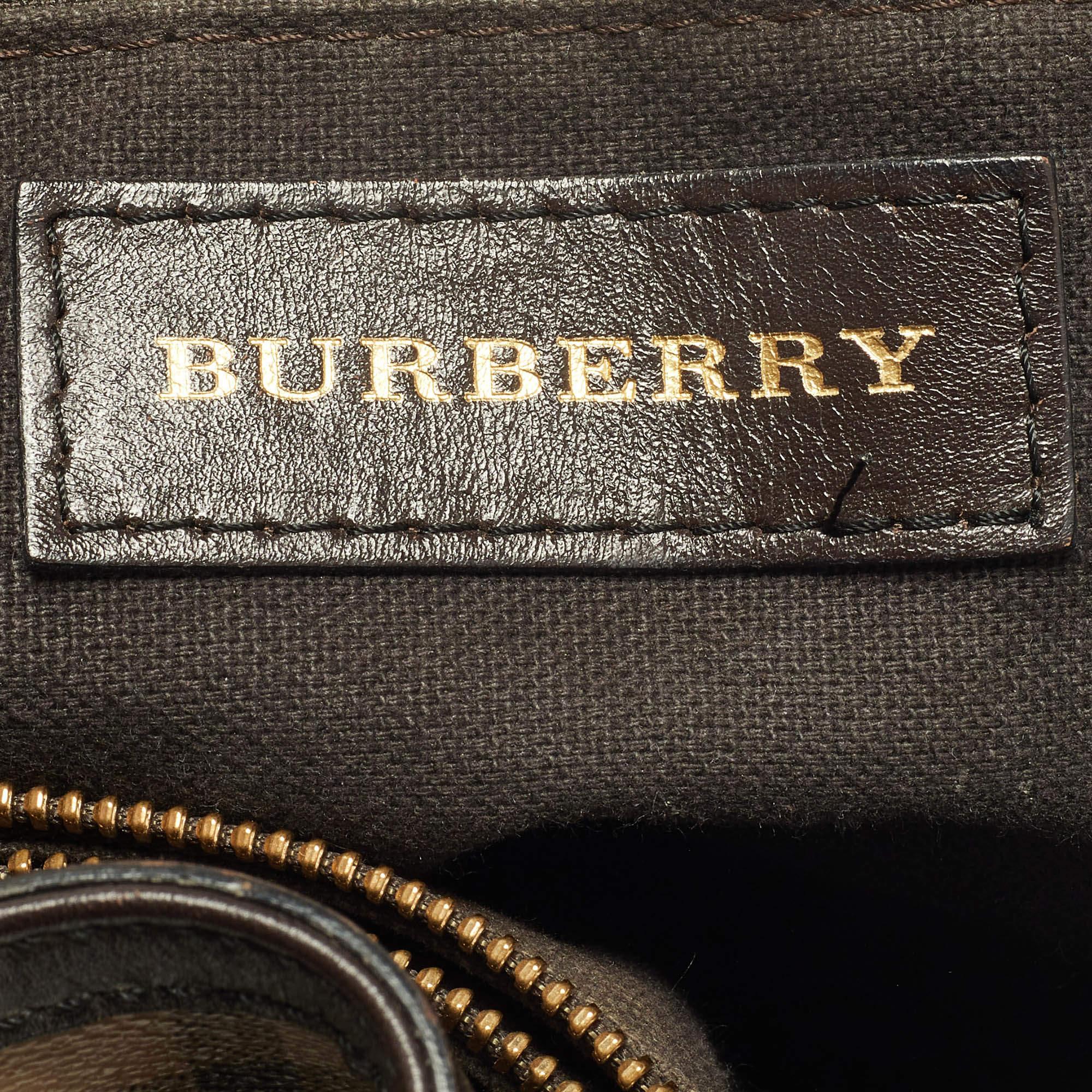 Burberry Beige/Brown Haymarket PVC and Leather Medium Golderton Tote 9