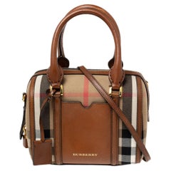 Burberry Beige/Brown House Check Canvas Small Alchester Satchel