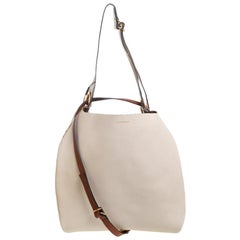 Burberry Beige/Brown Leather and Fabric Medium Grommet Hobo