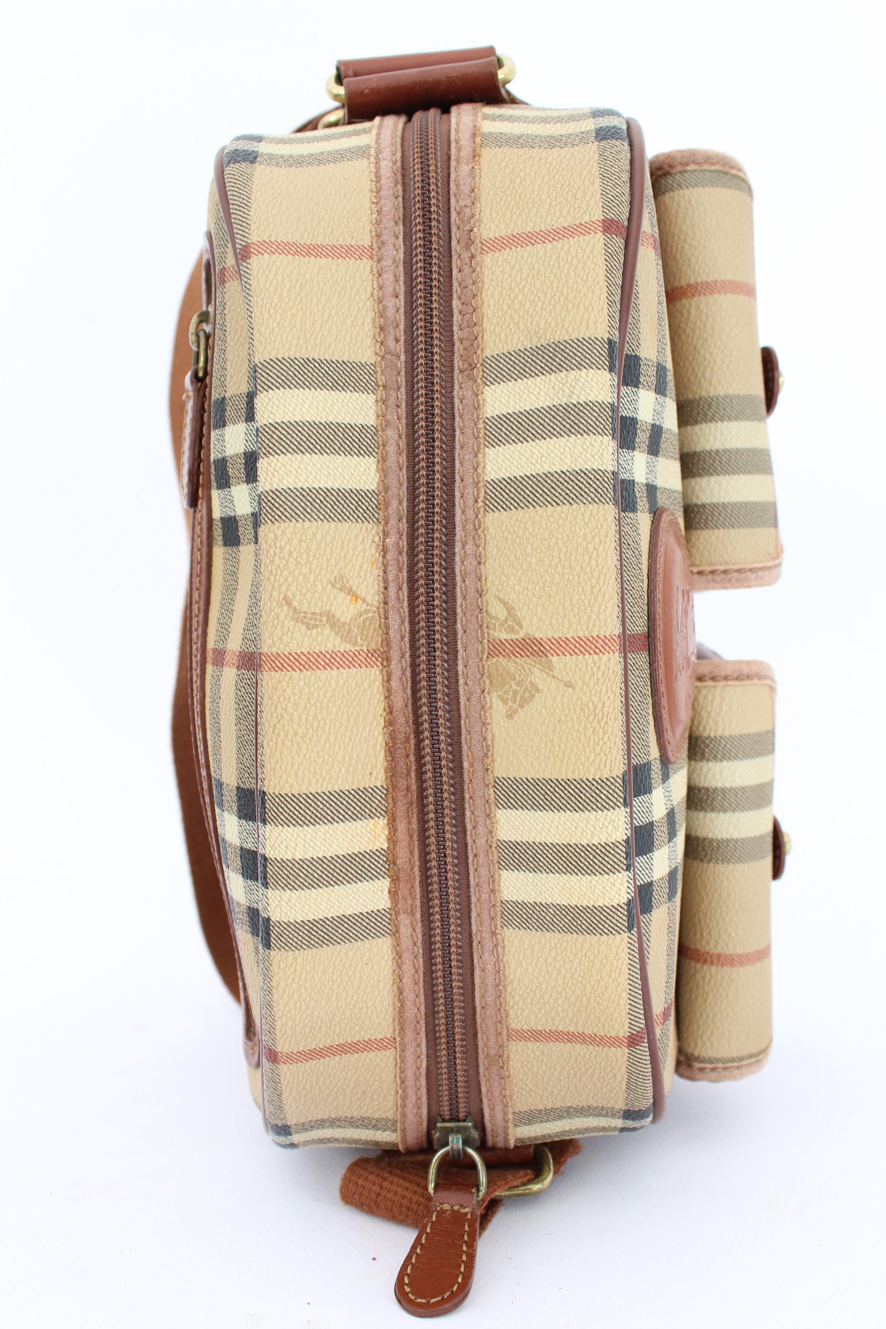Burberry Beige Brown Leather Canvas Satchel Shoulder Bag 3