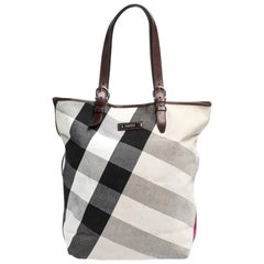 Used Burberry Beige/Brown Mega Check Canvas and Leather Victoria Tote