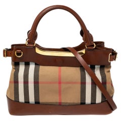 Burberry Beige/Brown Nova Check Canvas And Leather Small Hepburn Satchel