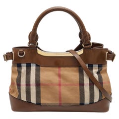 Burberry Beige/Brown Nova Check Canvas and Leather Small Hepburn Satchel