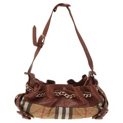 Burberry Beige/Brown Nova Check Canvas And Leather Warrior Hobo