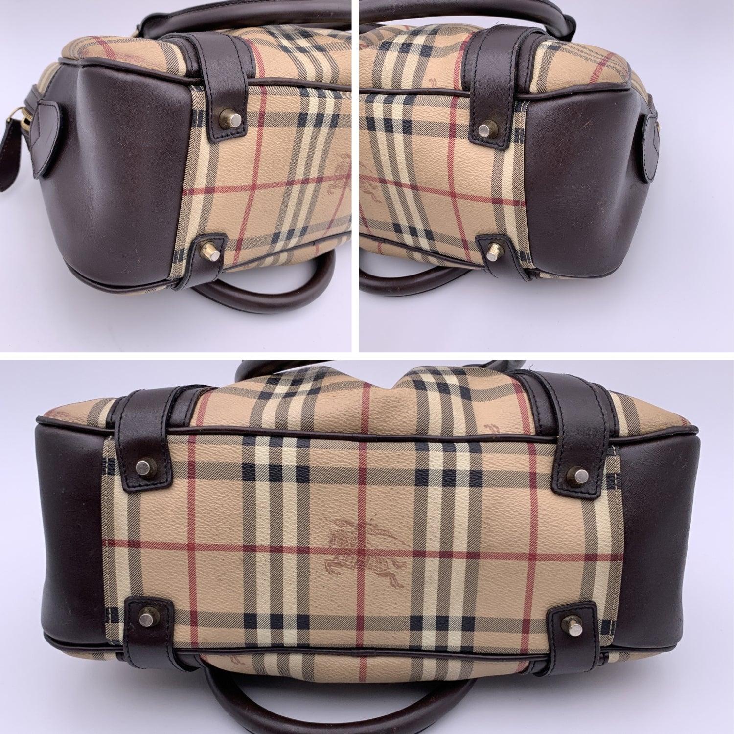 Burberry Beige Brown Nova Check Canvas Tote Bag Handtasche Damen