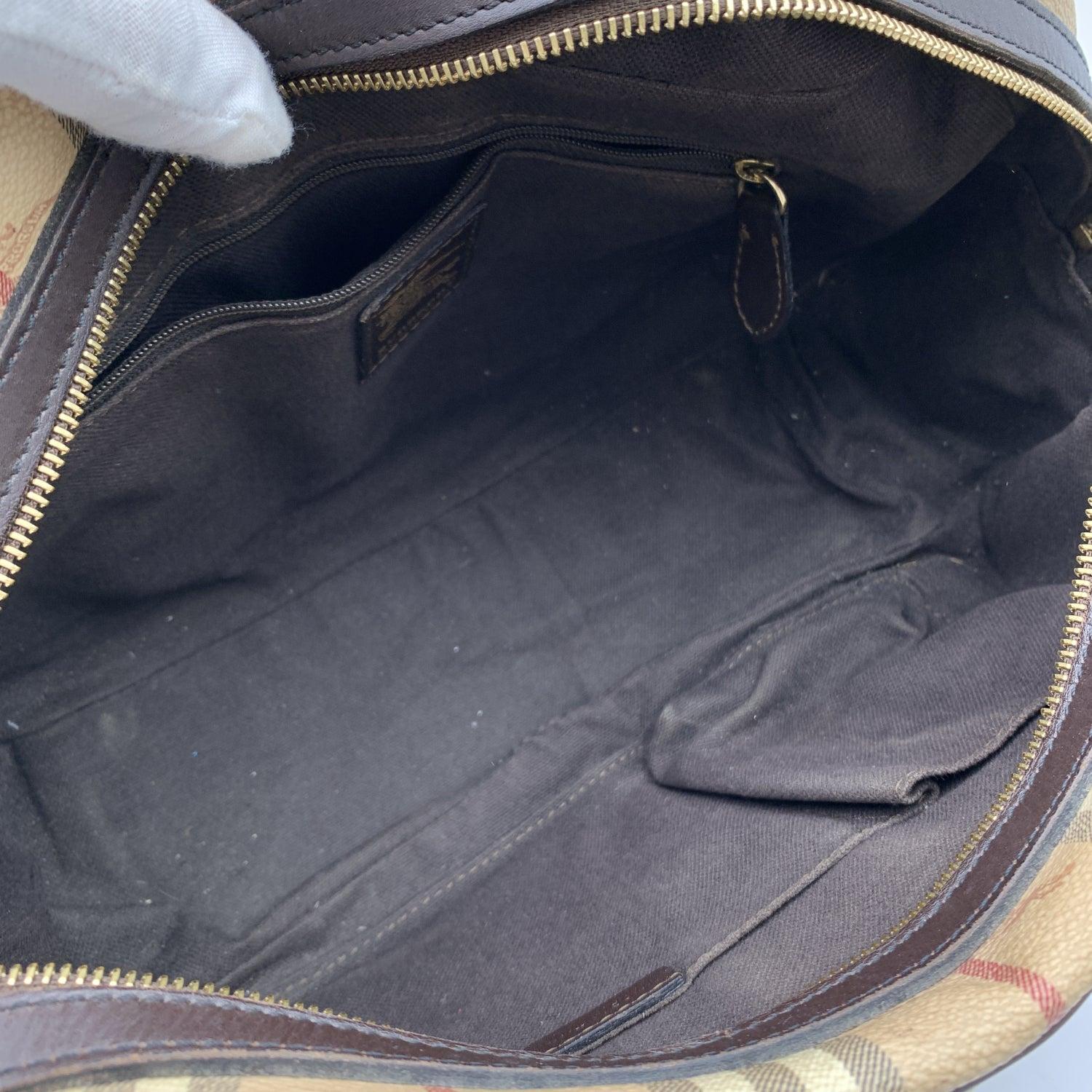 Burberry Beige Brown Nova Check Canvas Tote Bag Handtasche 2